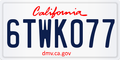 CA license plate 6TWK077