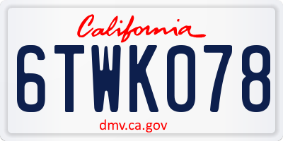 CA license plate 6TWK078