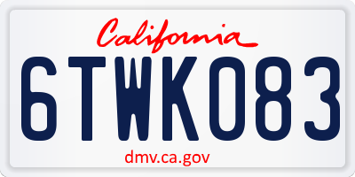 CA license plate 6TWK083
