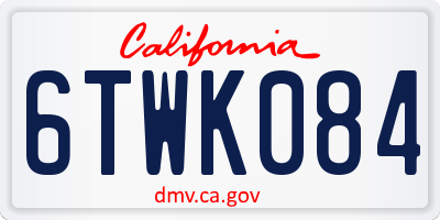 CA license plate 6TWK084