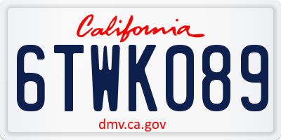 CA license plate 6TWK089