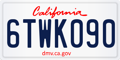CA license plate 6TWK090