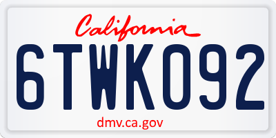 CA license plate 6TWK092