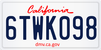 CA license plate 6TWK098