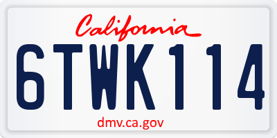 CA license plate 6TWK114