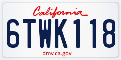 CA license plate 6TWK118