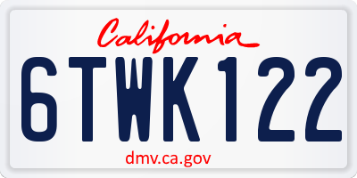 CA license plate 6TWK122