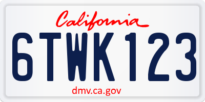 CA license plate 6TWK123