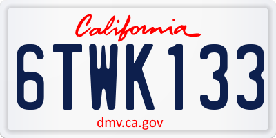 CA license plate 6TWK133