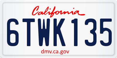 CA license plate 6TWK135