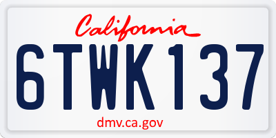 CA license plate 6TWK137