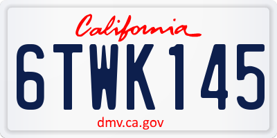 CA license plate 6TWK145