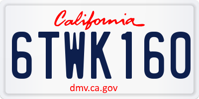 CA license plate 6TWK160