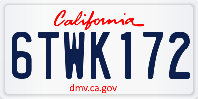 CA license plate 6TWK172