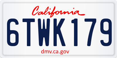 CA license plate 6TWK179