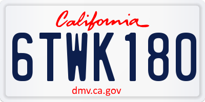 CA license plate 6TWK180