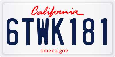 CA license plate 6TWK181