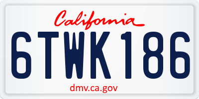 CA license plate 6TWK186