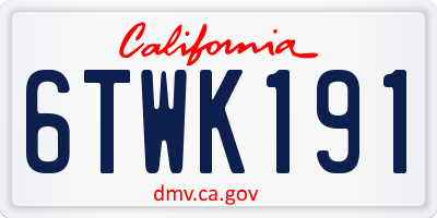 CA license plate 6TWK191