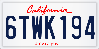 CA license plate 6TWK194