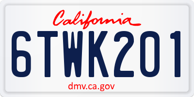 CA license plate 6TWK201