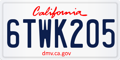 CA license plate 6TWK205