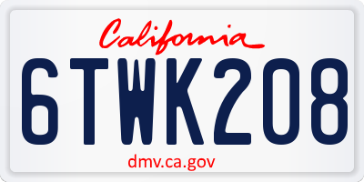 CA license plate 6TWK208