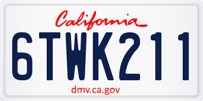 CA license plate 6TWK211