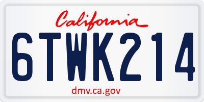 CA license plate 6TWK214