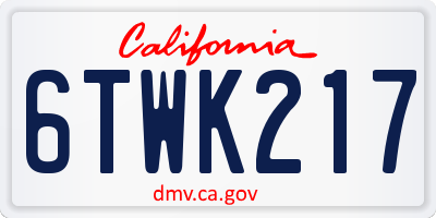 CA license plate 6TWK217