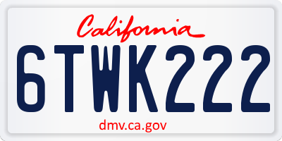 CA license plate 6TWK222
