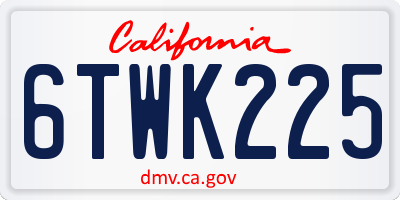 CA license plate 6TWK225