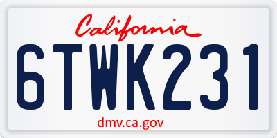 CA license plate 6TWK231