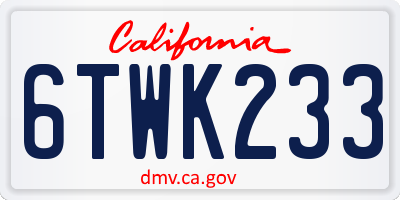 CA license plate 6TWK233