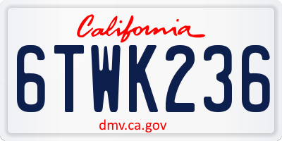 CA license plate 6TWK236