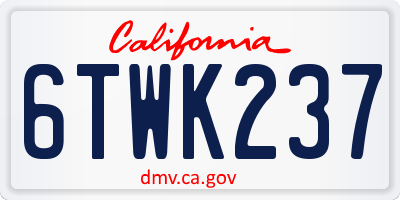 CA license plate 6TWK237