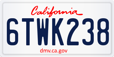 CA license plate 6TWK238