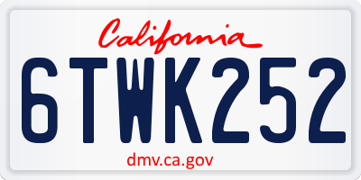 CA license plate 6TWK252