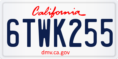 CA license plate 6TWK255