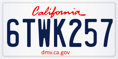 CA license plate 6TWK257