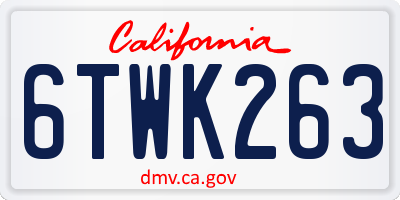 CA license plate 6TWK263