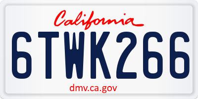 CA license plate 6TWK266