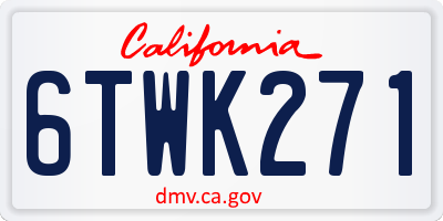 CA license plate 6TWK271