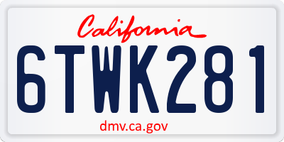 CA license plate 6TWK281