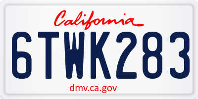 CA license plate 6TWK283