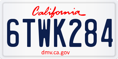 CA license plate 6TWK284