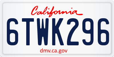 CA license plate 6TWK296