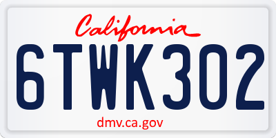 CA license plate 6TWK302