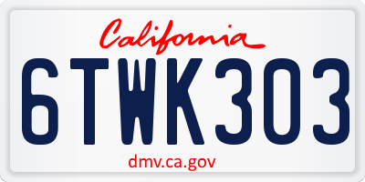 CA license plate 6TWK303