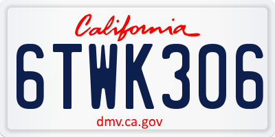 CA license plate 6TWK306
